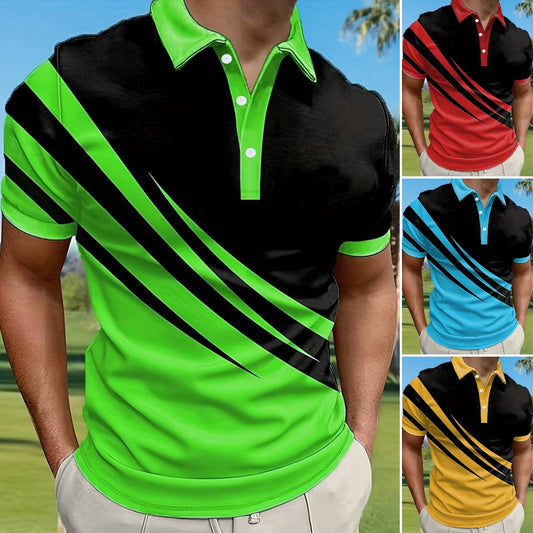 🔥【Kup 1, odbierz 1 gratis】👔【S-6XL】Męska nowa letnia koszulka POLO w paski z nadrukiem 3D