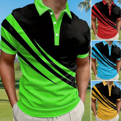🔥【Kup 1, odbierz 1 gratis】👔【S-6XL】Męska nowa letnia koszulka POLO w paski z nadrukiem 3D