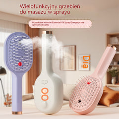 💖💨 Szczotka 2w1 ze Sprayem ✨ Jedno Kliknięcie i Koniec z Splątanymi Włosami! 💆‍♀️ Delikatnie masuje skórę głowy i wygładza włosy.
