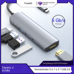 🔌✨ Przenośny hub USB-C 5-w-1, obsługuje wyjście HDMI 4K 🎥💻