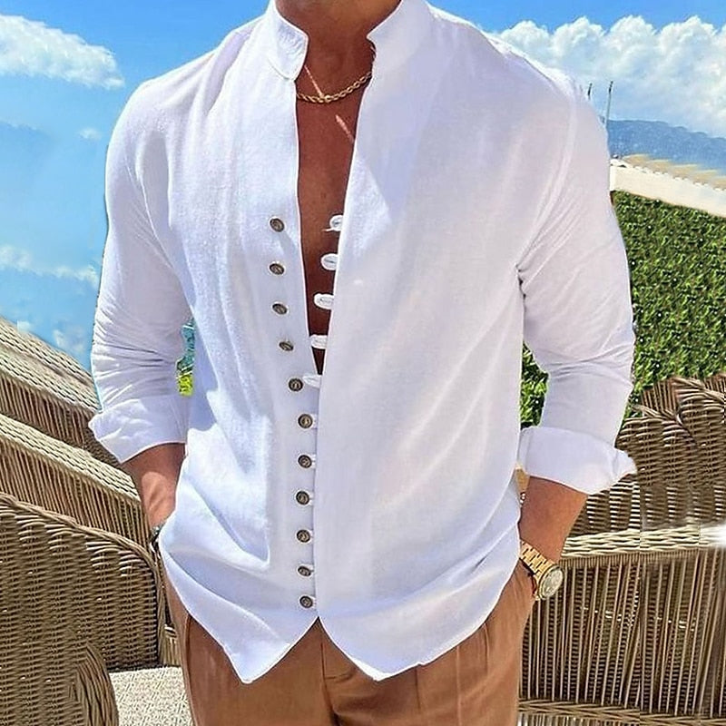👔 50% zniżki🔥【40-100 kg】Męska koszula bawełniano-lniana, duże rozmiary ✅️Płatność przy odbiorze