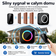 🔔🏠 Inteligentny bezprzewodowy dzwonek do drzwi 2 w 1 – bezprzewodowy, wodoodporny i łatwy w montażu