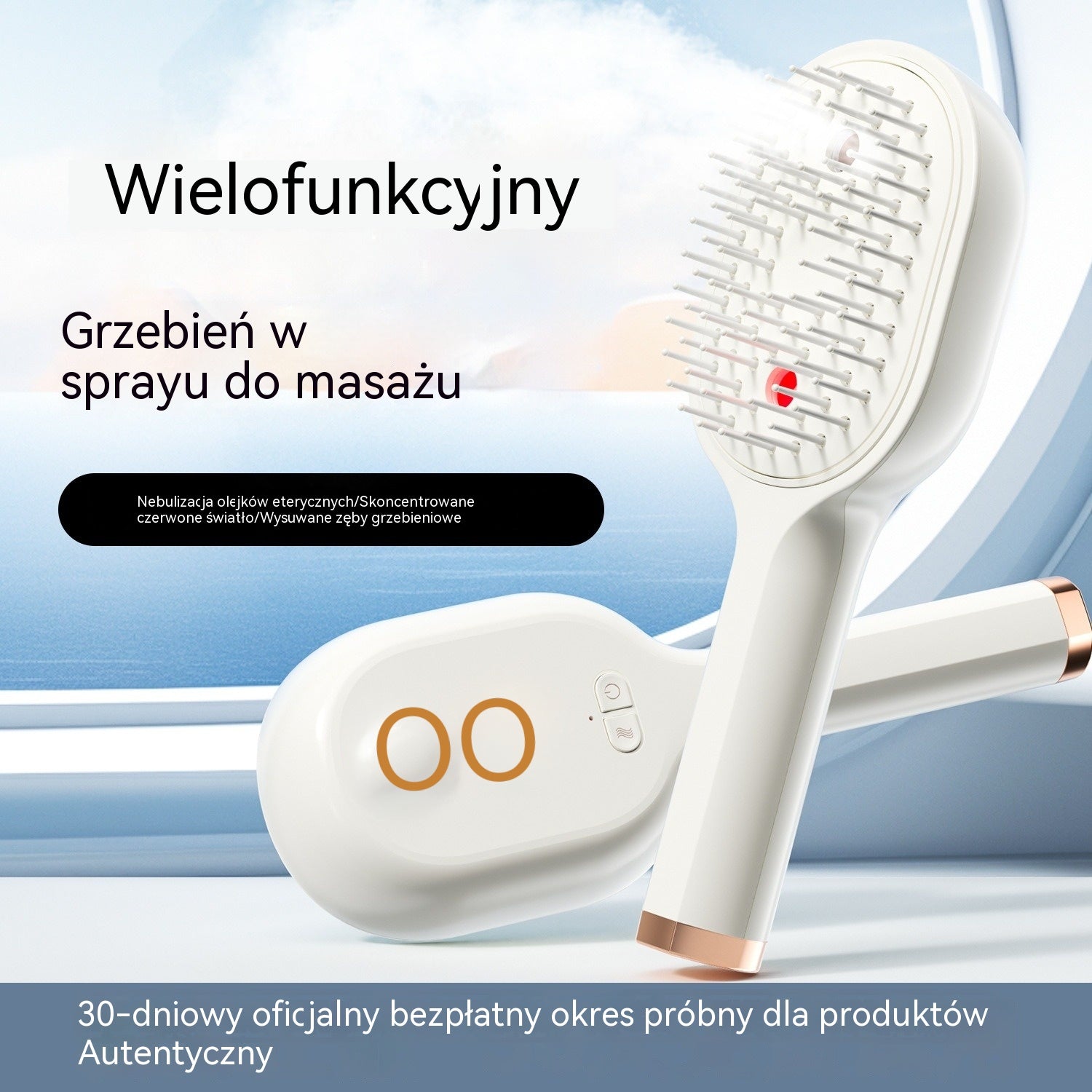 💖💨Grzebień z funkcją spryskiwania jednym przyciskiem, która skutecznie zapobiega plątaniu się włosów.