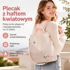 🎒 Duży plecak podróżny antykradzieżowy 🌸 Haftowany i pojemny – więcej miejsca, mniej zmartwień!
