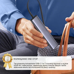 🔌✨ Przenośny hub USB-C 5-w-1, obsługuje wyjście HDMI 4K 🎥💻