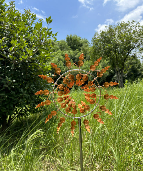 📣【Dekoracje ogrodowe】🌈【Dostępnych 6 kolorów】🌻 Żelazna metalowa ozdoba sci-fi fantasy na patio, wiatrak ogrodowy ( 30*96.5cm)