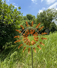 📣【Dekoracje ogrodowe】🌈【Dostępnych 6 kolorów】🌻 Żelazna metalowa ozdoba sci-fi fantasy na patio, wiatrak ogrodowy ( 30*96.5cm)
