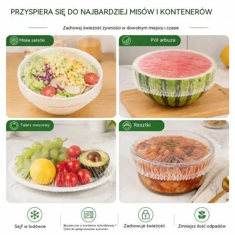 🔥 KUP 1, OTRZYMAJ 2 GRATIS! 🎁 Łącznie 300 szt. | Elastyczne jednorazowe osłonki na żywność 🍽️ Do misek i talerzy