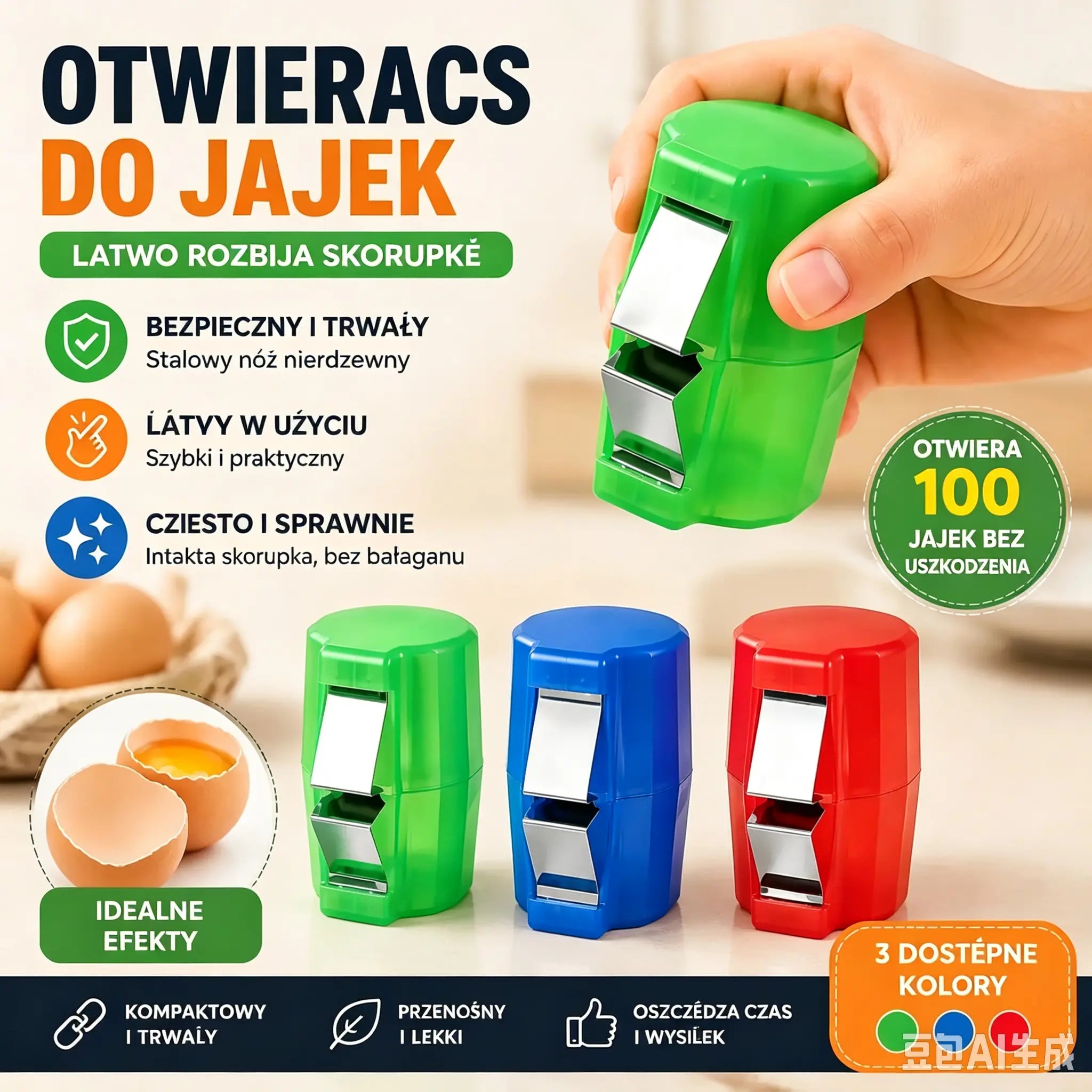 🥚🎁 KUP 1, 2 GRATIS【3 szt. 89 zł】🍳 Rozbijaj jajka szybciej i bez bałaganu! 🔥