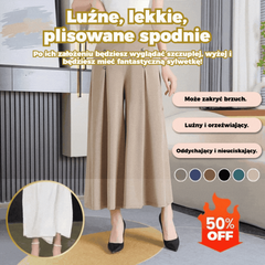 【M-5XL】Modna, drapowana spódnica damska z szerokimi nogawkami i wysokim stanem