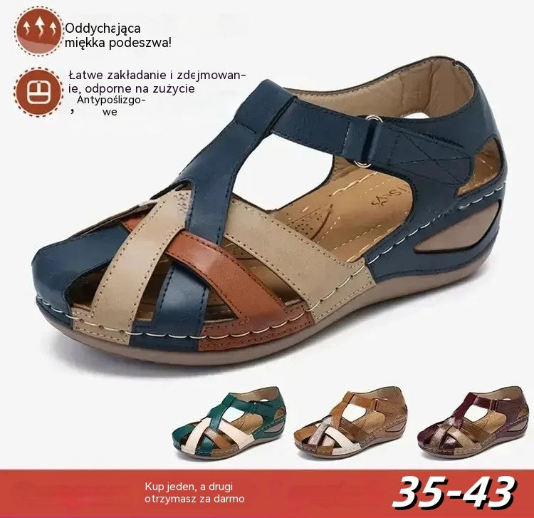🔥Oferta ograniczona czasowo🔥 Sandały damskie na lato, wykonane z miękkiej skóry, z grubą podeszwą