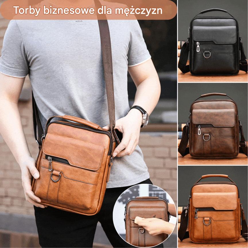 50% zniżki 👜 Stylowa i swobodna torba męska o dużej pojemności, wykonana z prawdziwej skóry
