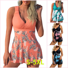 🌴🏖️【Ostatni dzień - 50% zniżki🔥】【S-5XL】Nowy zestaw kostiumu kąpielowego z nadrukiem dla dużych rozmiarów, szorty, rozcięcia na plecach, materiał szybkoschnący