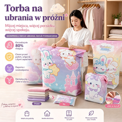 🧳【Zestaw 5 elementów】💨 Kompresyjne worki próżniowe o dużej pojemności: Nie wymagają pompki, przenośne kompresowanie! Pogrubione, szczelne i odporne na przebicie, nadają się do codziennego przechowywania✈️ Z nadrukowanymi wzorami!