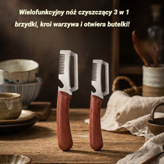 ✅ Kup 1, a dostaniesz 3 (łącznie 4 sztuki) 🧅🔪 Wielofunkcyjny nóż do obierania 3 w 1: czyści, kroi warzywa i otwiera butelki! 🔥