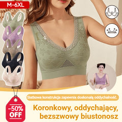 🔥👙【40-120 kg】【3 sztuki】✨Biustonosz damski bez fiszbin z koronki, wysokie wsparcie