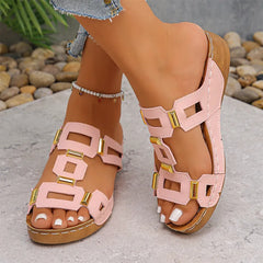 👡【Wygodne, nie powodują zmęczenia podczas chodzenia】Sandały w stylu retro na platformie i obcasie klinowym (ortopedyczne)