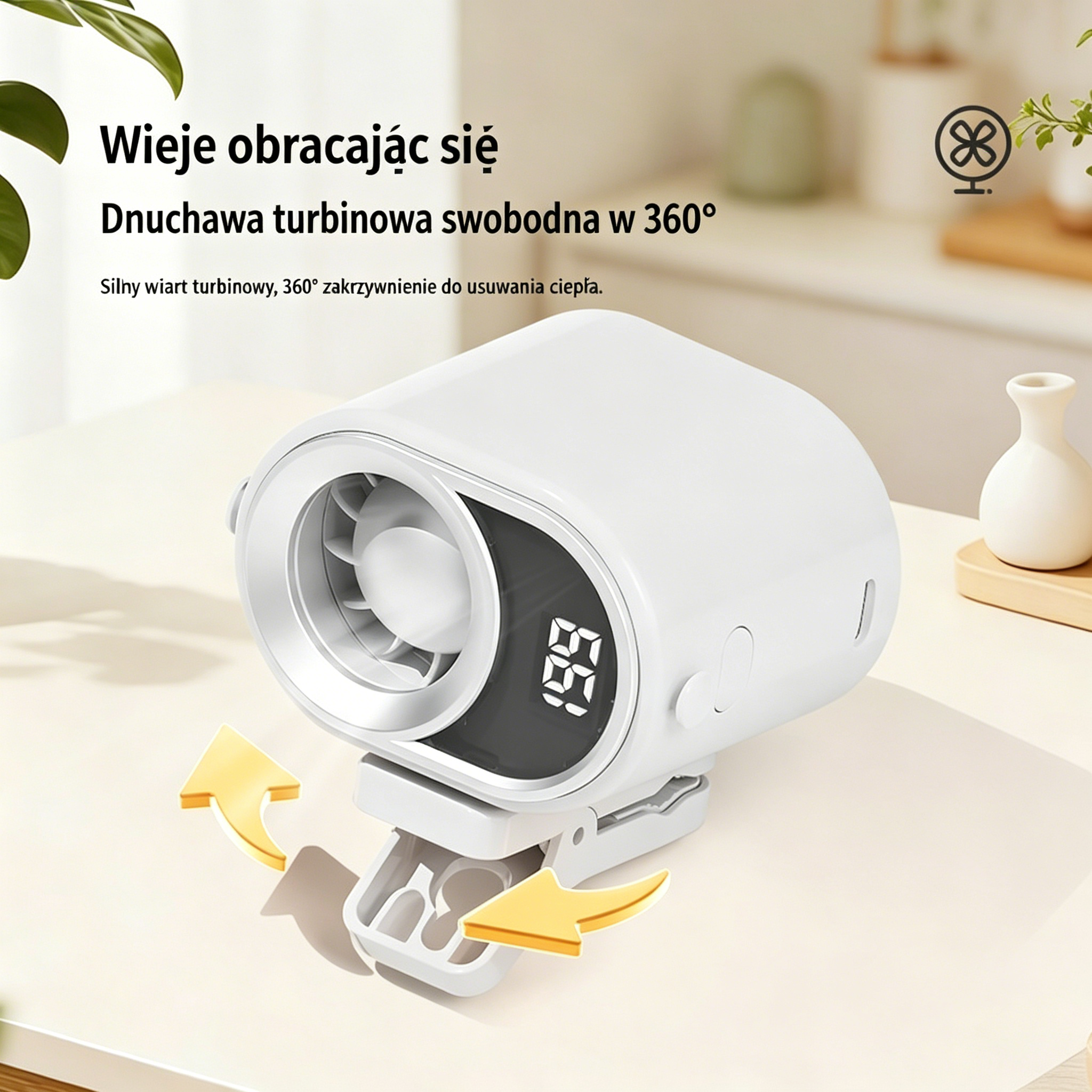 🌬️ Przenośny Wentylator Klipsowy – Ochłoda w Kilka Sekund! Mocny nawiew • Cicha praca • Z wyświetlaczem LED
