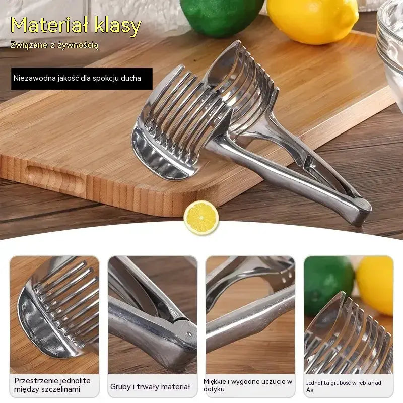 🍋🔪 Równe Plastry w Kilka Sekund! ✨ Krajalnik ze Stali Nierdzewnej do Pomidorów, Cytryn, Cebuli i Więcej 🍅