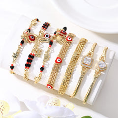 📿 Oferta ograniczona czasowo 50% zniżki 🌀 Bransoletka boho ze słonikiem na szczęście – symboliczne zawieszki, regulowany rozmiar, złocone wykończenie i 7 stylów ✨