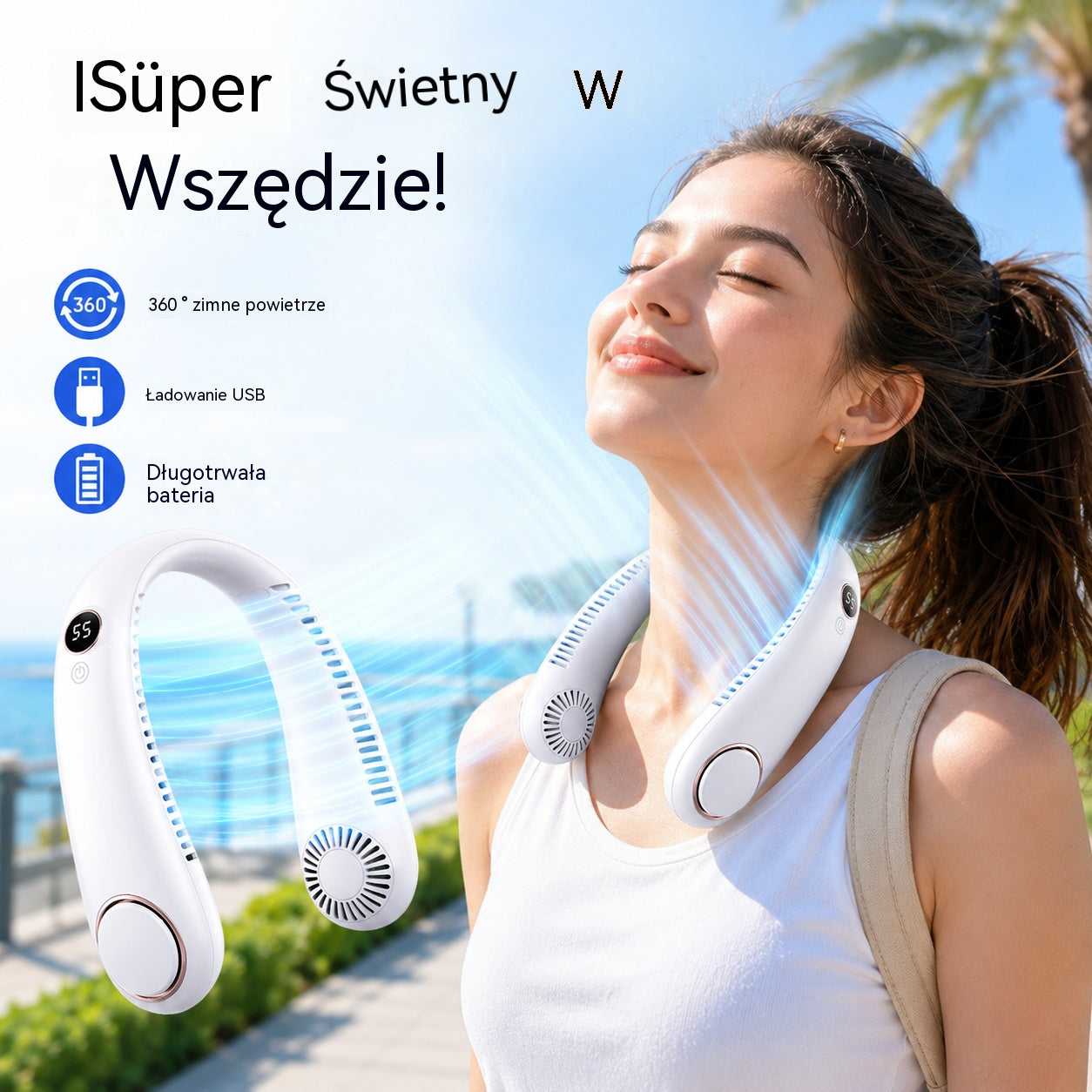💨 Wentylator na szyję 360° – cichy, lekki i idealny na lato 🌞