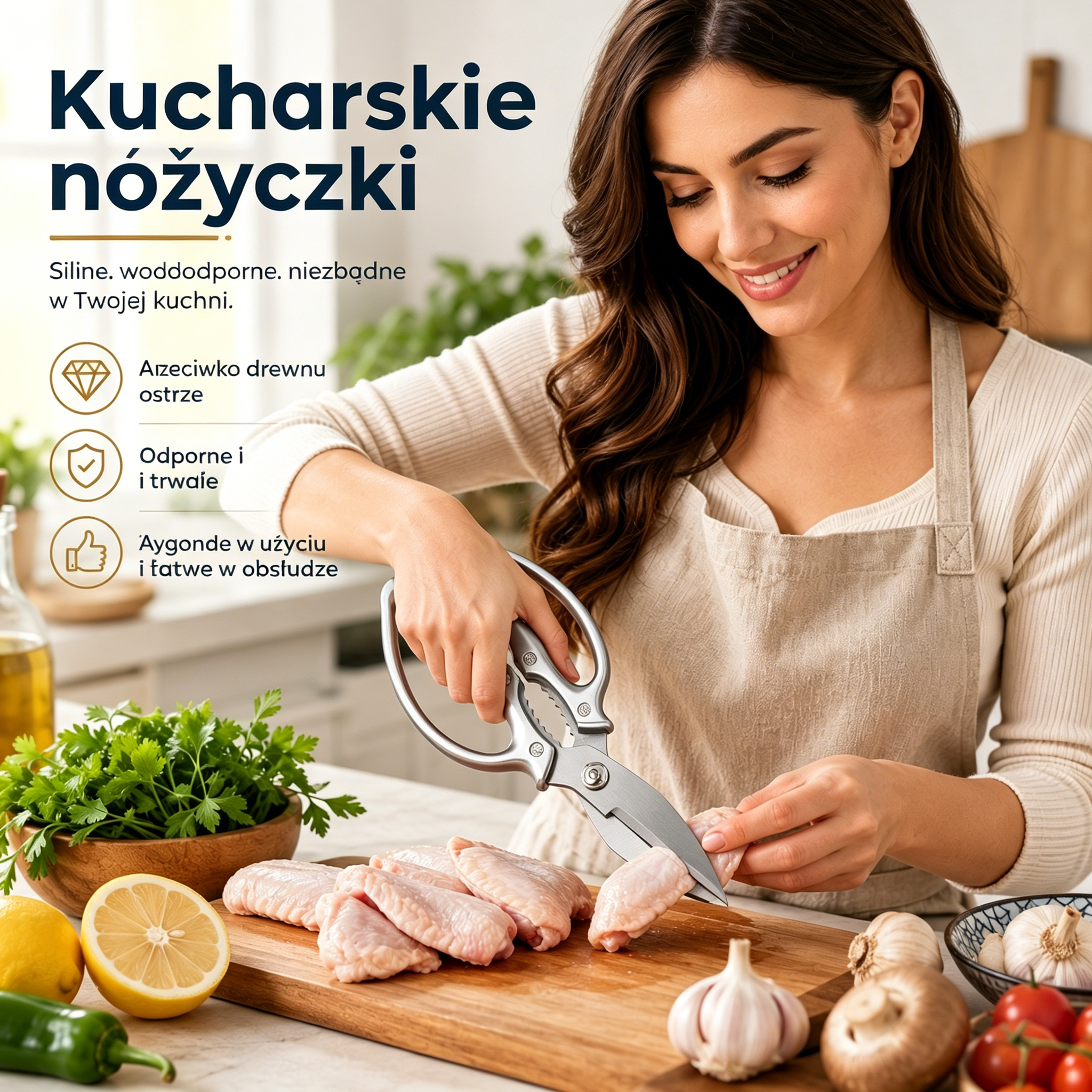 🔥✂️【Kup 1, a 1 dostaniesz gratis!59.5 zł / sztuka】🔥 Wielofunkcyjne nożyczki kuchenne, idealne do krojenia mięsa, pieczenia kurczaka, oddzielania kości itp.