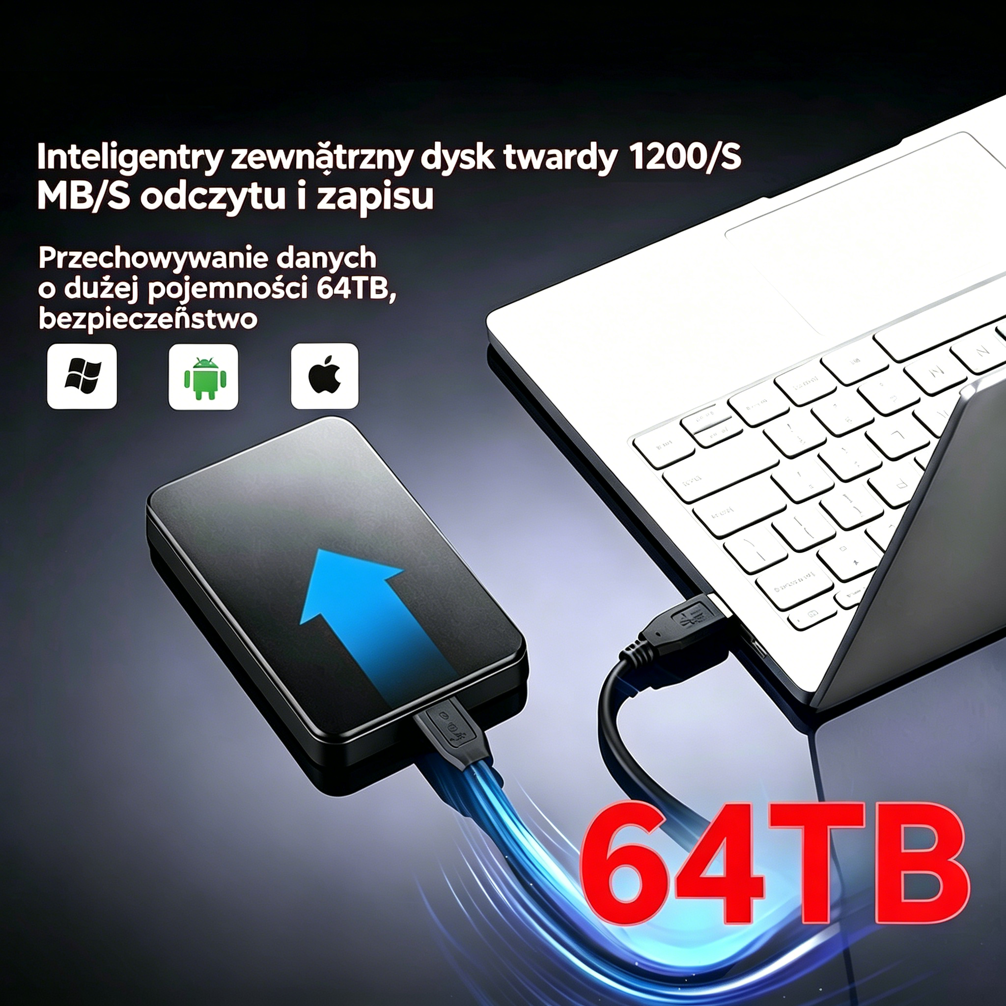 🔥 Tylko teraz! Przenośny dysk 64 TB 💾 Szybki USB 3.0, duża pojemność i wygoda w podróży ⚡