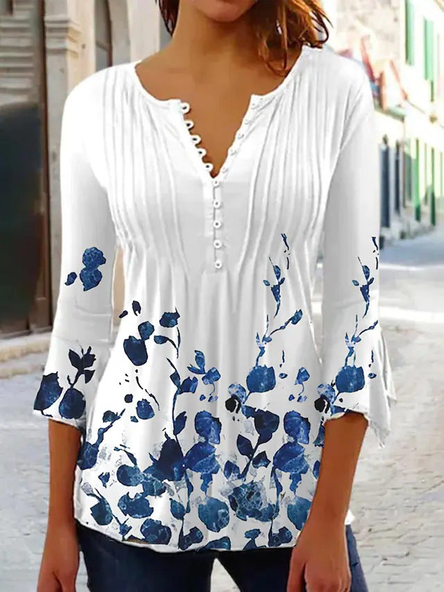 🔥Oferta ograniczona czasowo🔥【S-5XL】2024 gorąca sprzedaż nowe panie moda drukowany długi rękaw topy