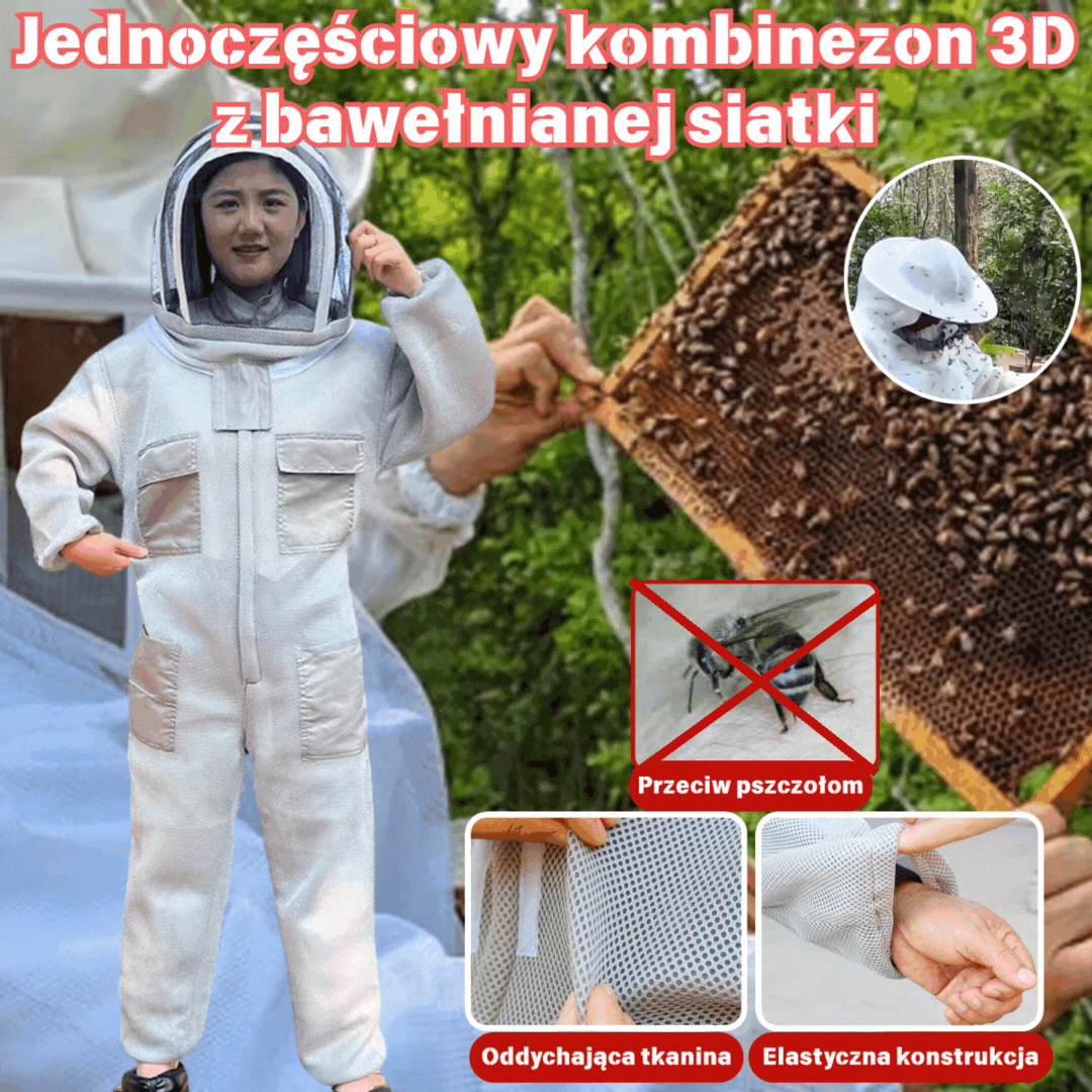 🐝Jednoczęściowy kombinezon 3D z bawełnianej siatki