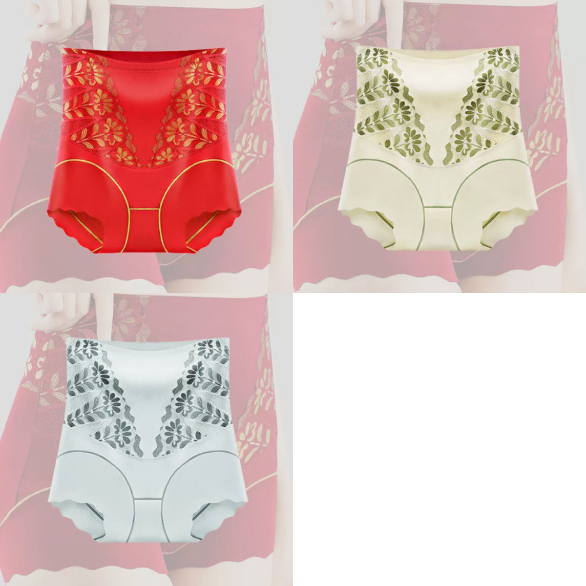 💥-50%！🌸🩲【Zestaw 3-częściowy】 Wygodne antybakteryjne majtki z wysokim stanem i plastyką brzucha  💖