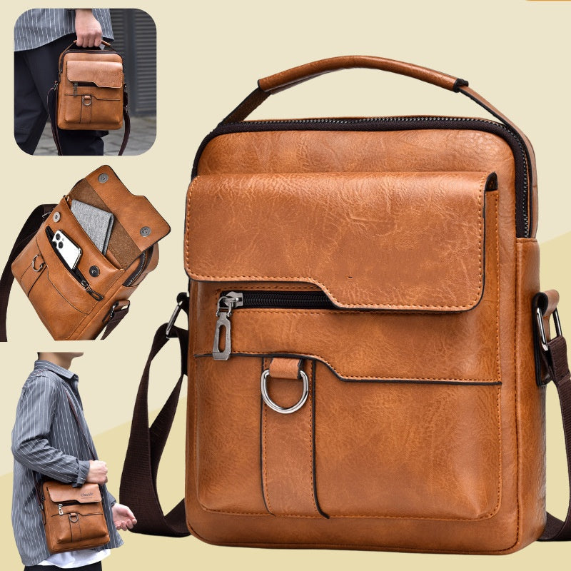 50% zniżki 👜 Stylowa i swobodna torba męska o dużej pojemności, wykonana z prawdziwej skóry