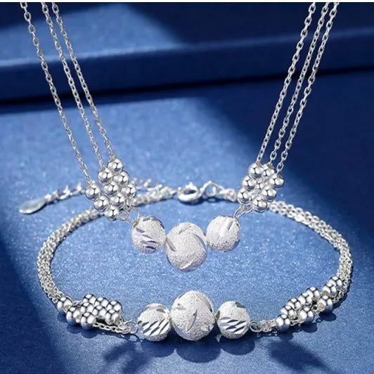 💎 1+1 GRATIS! 🥰【Naszyjnik + Bransoletka】✨Zestaw biżuterii ze srebra z grawerowanym naszyjnikiem