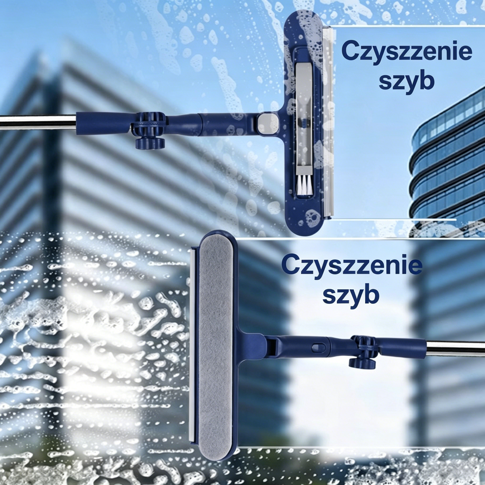 🧼✨ 【Kup 1, a 1 dostaniesz gratis!59.5zł / sztuka】Dwustronna myjka do okien 2 w 1, rozkładana i obrotowa, ze wbudowaną szczotką do szczelin | Nadaje się do okien/balkonów/łazienek i innych zastosowań, czyść bez pozostawiania śladów wodnych