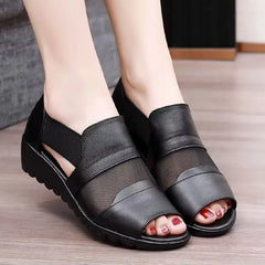 👡👡 Eleganckie sandały dla mam: miękka skóra, lekka podeszwa na platformie, rozmiary 35-41