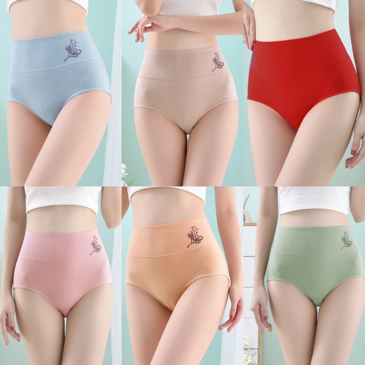 🔥 KUP 3 + 3 GRATIS 💖 Bawełniane majtki z wysokim stanem – wygodne, miękkie i bez ucisku | Duże rozmiary 40–100 kg