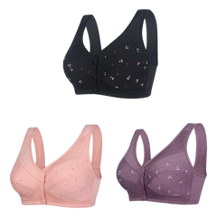 ✨【3 sztuk - 36 zł / sztuka】💞[40–105 kg] Damski biustonosz bez fiszbin z zapięciem z przodu🎉100% bawełna, oddychający