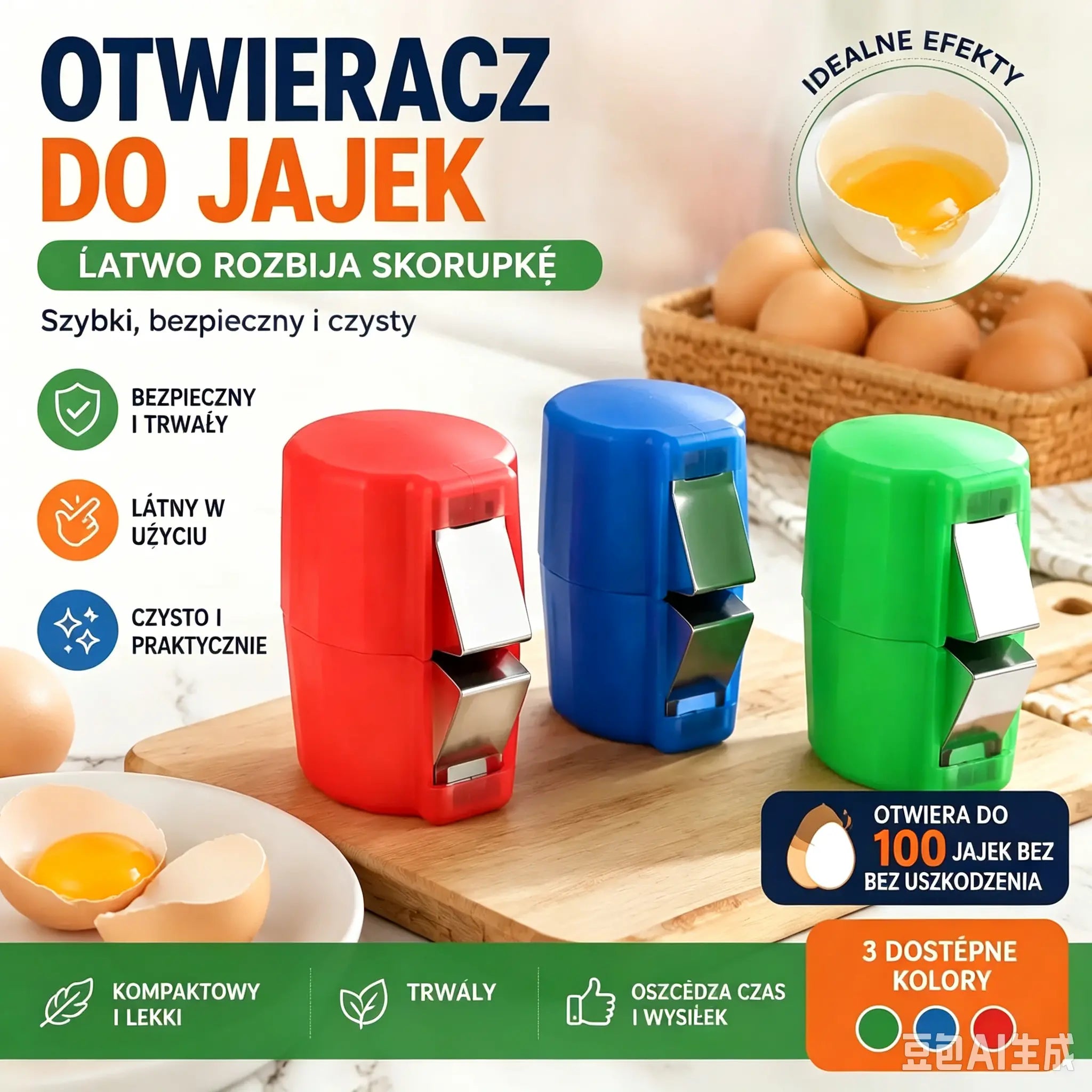 🥚🎁 KUP 1, 2 GRATIS【3 szt. 89 zł】🍳 Rozbijaj jajka szybciej i bez bałaganu! 🔥