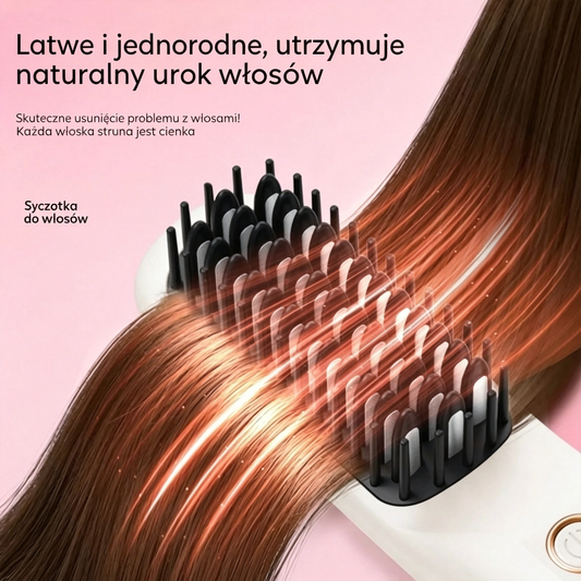 ✨ Bezprzewodowa Szczotka Prostująca 2w1 ✨ Ceramiczna Ochrona Włosów 💖 Proste i Kręcone Fryzury 🔥 Bez Przypalania | Przenośna i Lekka