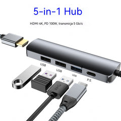 🔌✨ Przenośny hub USB-C 5-w-1, obsługuje wyjście HDMI 4K 🎥💻