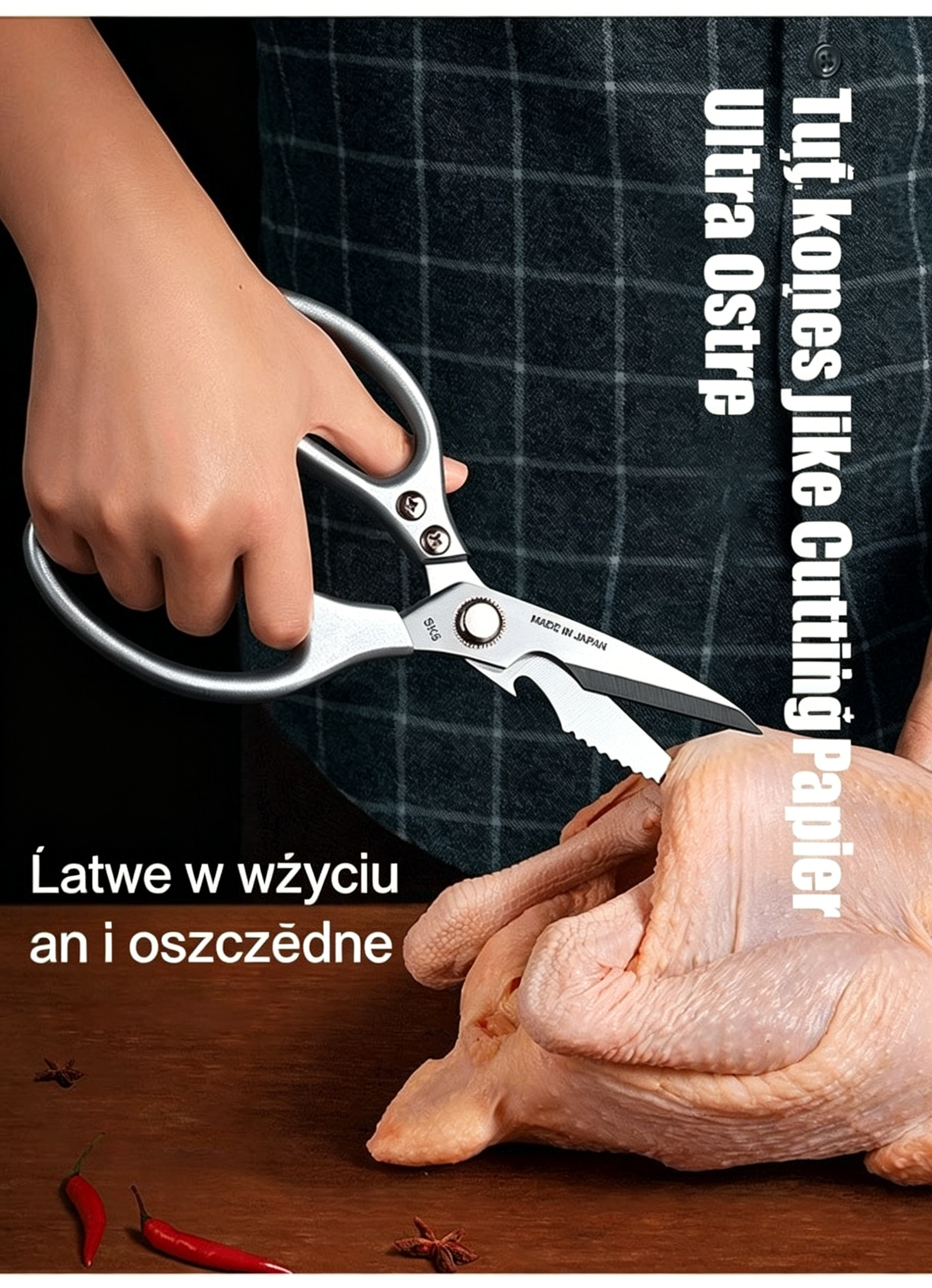 ✂️🐔【Kup 1, a 1 dostaniesz gratis!】Wielofunkcyjne nożyczki kuchenne ze stali nierdzewnej – z twardym ostrzem, idealne do krojenia kości kurczaka itp.! Można nimi również otwierać butelki i skrobać łuski ryb.