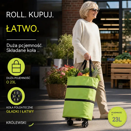 1 szt. tylko 109 zł 🔥 Torba i wózek 2w1 🛒🎒 Składana, lekka i wygodna – koniec z dźwiganiem ciężkich zakupów!