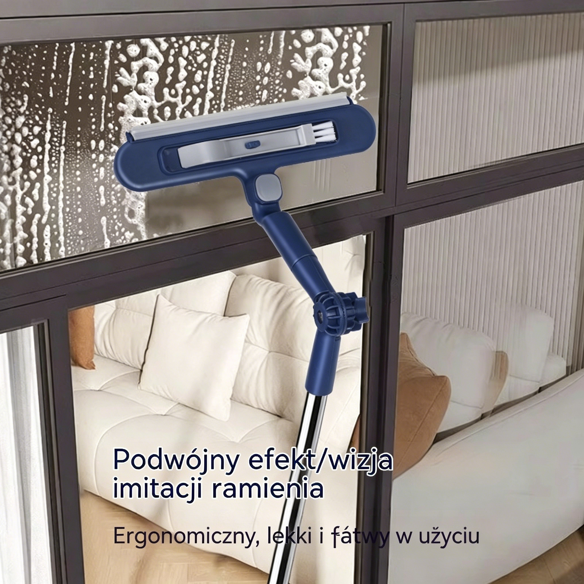 🧼✨ 【Kup 1, a 1 dostaniesz gratis!59.5zł / sztuka】Dwustronna myjka do okien 2 w 1, rozkładana i obrotowa, ze wbudowaną szczotką do szczelin | Nadaje się do okien/balkonów/łazienek i innych zastosowań, czyść bez pozostawiania śladów wodnych