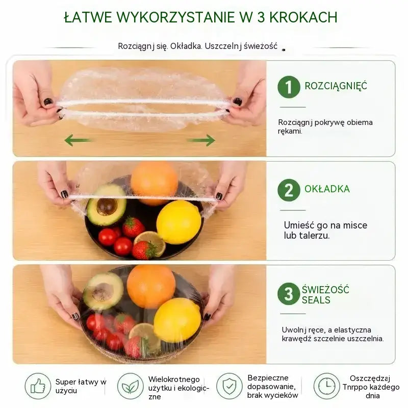 🔥 KUP 1, OTRZYMAJ 2 GRATIS! 🎁 Łącznie 300 szt. | Elastyczne jednorazowe osłonki na żywność 🍽️ Do misek i talerzy