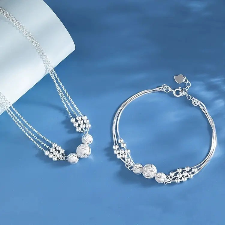 💎 1+1 GRATIS! 🥰【Naszyjnik + Bransoletka】✨Zestaw biżuterii ze srebra z grawerowanym naszyjnikiem