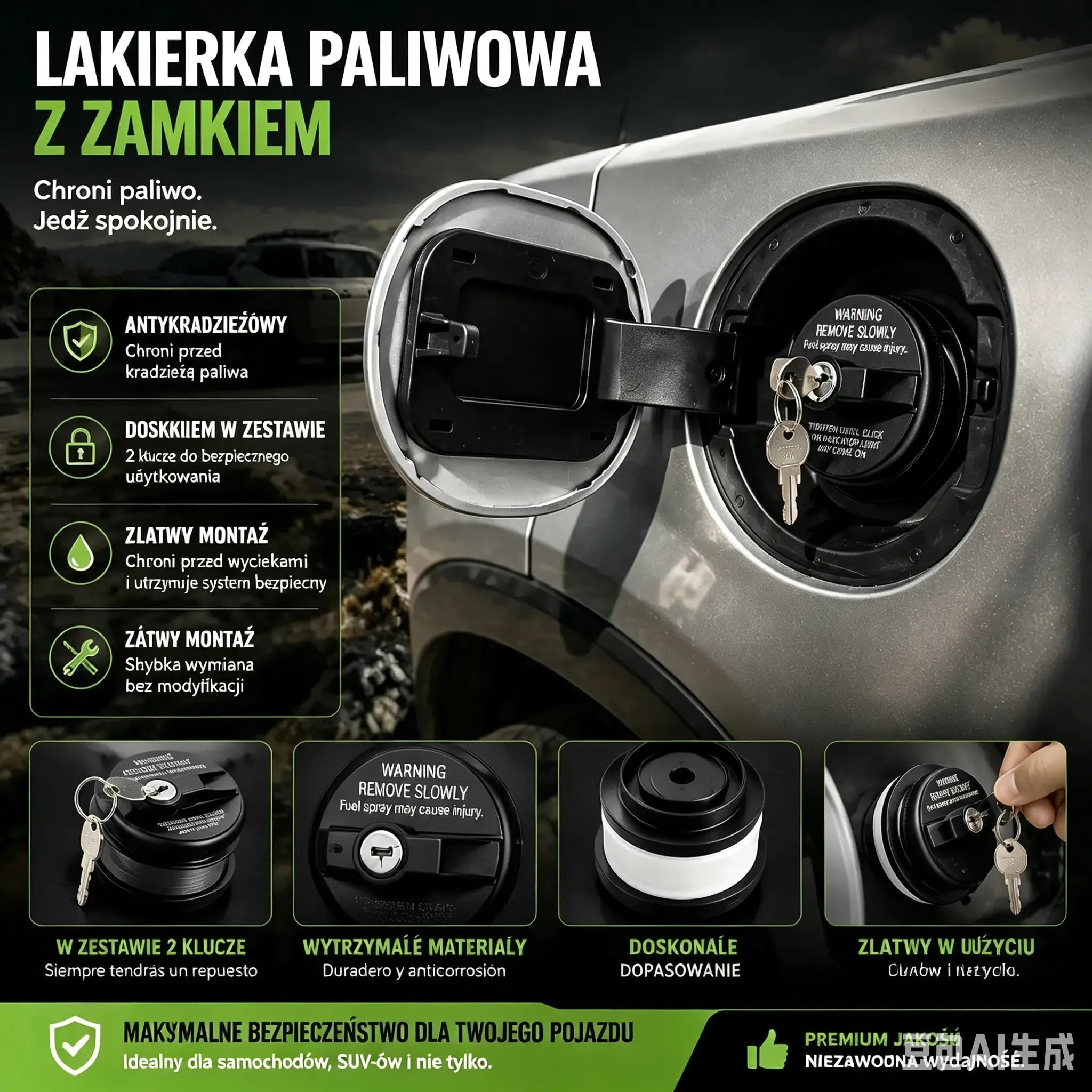 🚗🔐 Chroń swoje paliwo! Wytrzymały korek wlewu paliwa z zamkiem na klucz – skuteczna ochrona przed kradzieżą i niepowołanym dostępem**