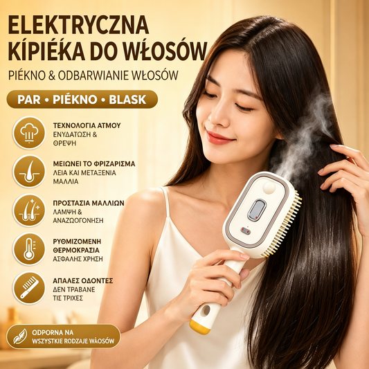 🎉-50%!! ✨🔥Elektryczny grzebień masujący z natryskiem powietrza i olejkiem eterycznym, odżywcza szczotka do włosów-🎀Zestaw prezentowy, zawiera olejek eteryczny