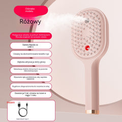 💖💨 Szczotka 2w1 ze Sprayem ✨ Jedno Kliknięcie i Koniec z Splątanymi Włosami! 💆‍♀️ Delikatnie masuje skórę głowy i wygładza włosy.