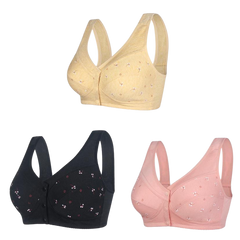 ✨【3 sztuk - 36 zł / sztuka】💞[40–105 kg] Damski biustonosz bez fiszbin z zapięciem z przodu🎉100% bawełna, oddychający
