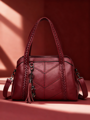 👜💟【50% ZNIŻKI】Torba z miękkiej skóry, torebka, duża pojemność, trzy przegrody, wodoodporna i odporna na zarysowania