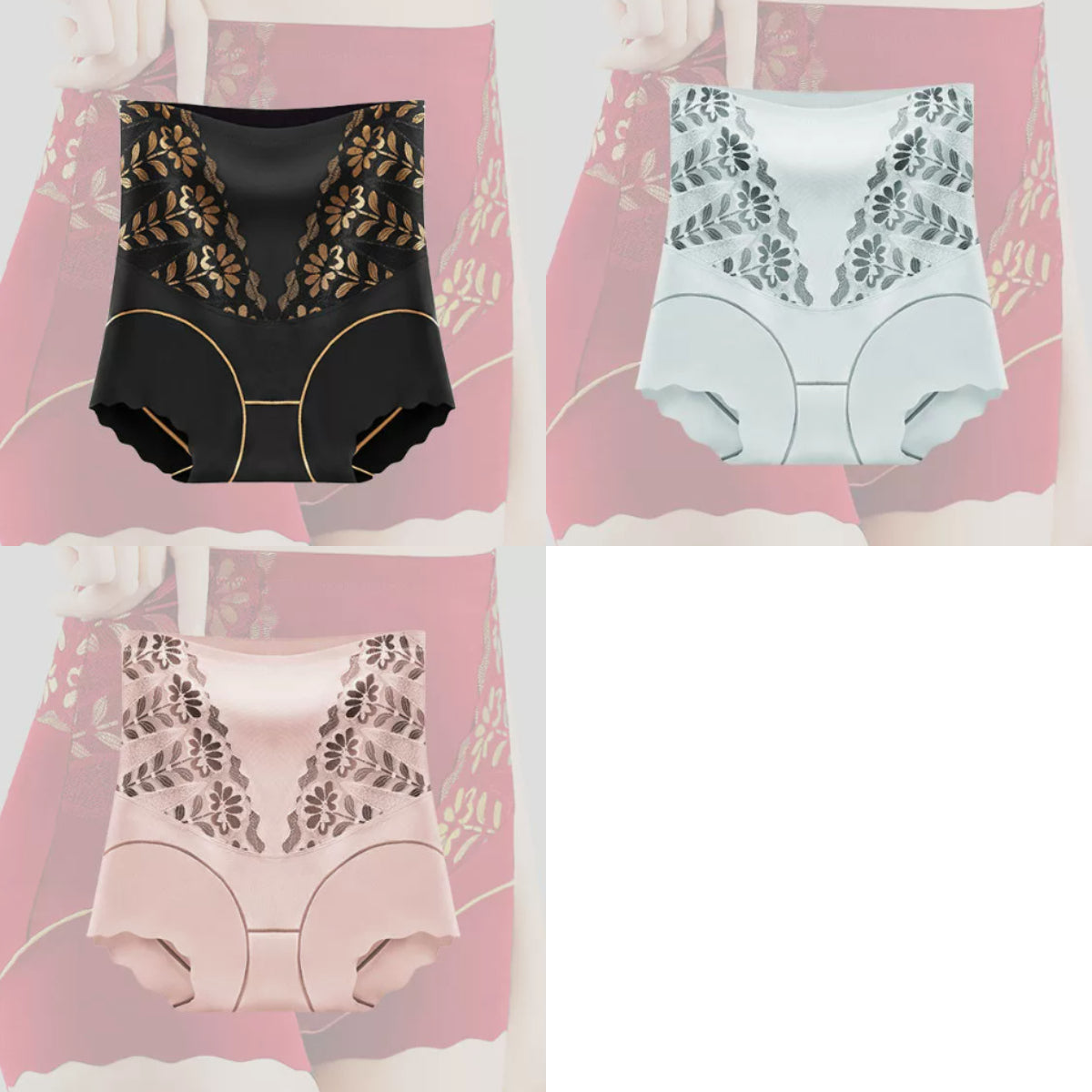 💥-50%！🌸🩲【Zestaw 3-częściowy】 Wygodne antybakteryjne majtki z wysokim stanem i plastyką brzucha  💖